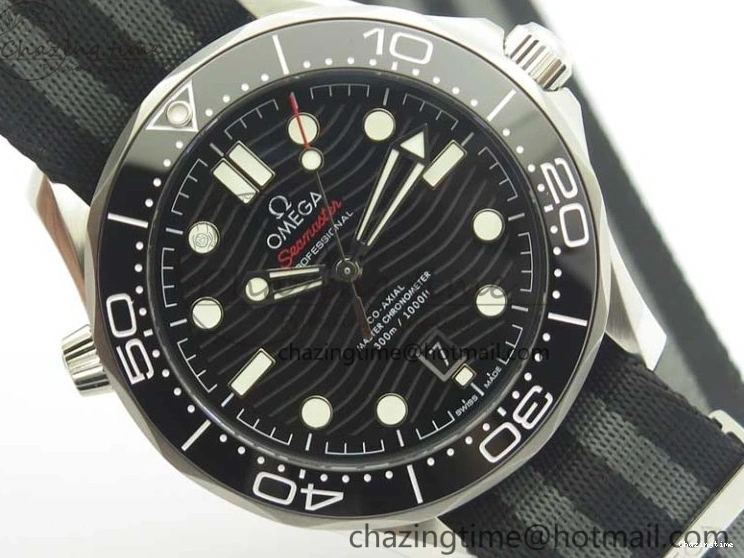 0113 2018 Seamaster Diver 300M VSF Best Edition Black Ceramic Dial on Black Gray Nato Strap A Unique 8057